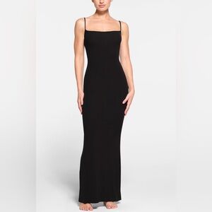 New! SKIMS Black Soft Lounge Long Slip Dress